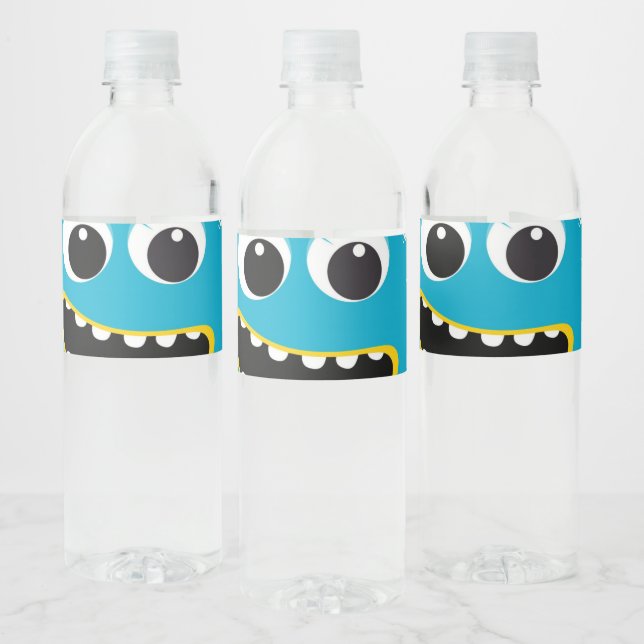 Bouteille d'eau Monster bleu Étiquettes (Bouteilles)