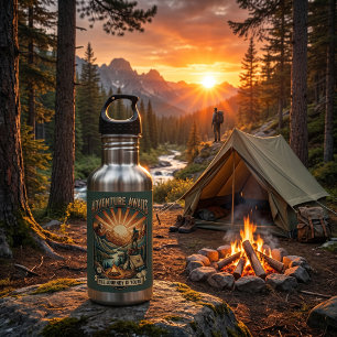 Bouteille D'eau Montagne Rétro Vintage   Camping Randonnée Extérie