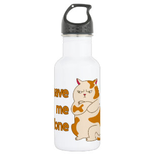 Bouteille D'eau Moody Fat chat me laisser seul en acier inoxydable