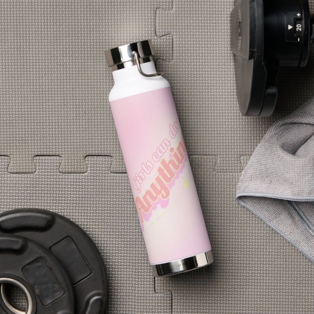 Bouteille D'eau Mot D'Inspiration : Les Filles Peuvent Tout Faire (Couvercle)