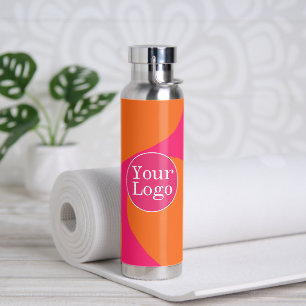 Bouteille D'eau Motif Abstrait rose et orange chaud avec logo