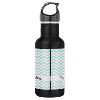 Bouteille D'eau Motif Aqua et chevron gris
