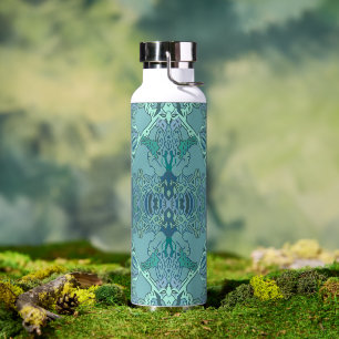 Bouteille D'eau Motif baroque moderne en bleu et vert