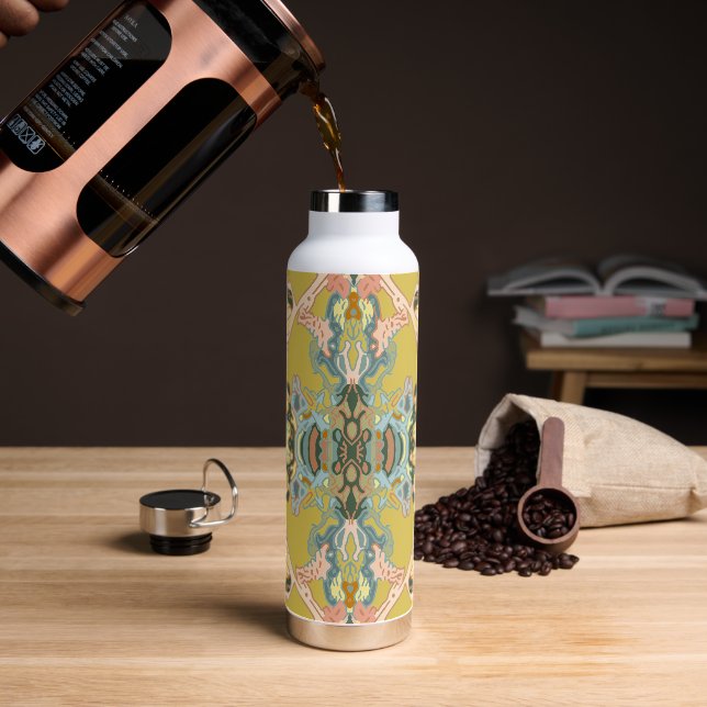 Bouteille D'eau Motif baroque moderne en bleu rose or (Gym)