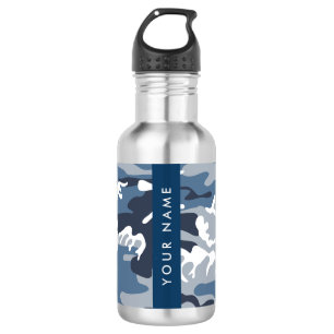 Bouteille D'eau Motif camouflage neige hivernale bleue Personnalis