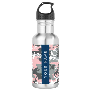 Bouteille D'eau Motif camouflage rose et gris Personnalisez votre