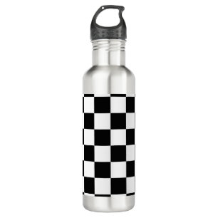 Bouteille D'eau Motif Checkered noir et blanc