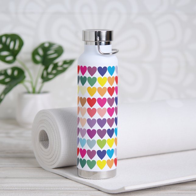 Bouteille D'eau Motif coloré Rainbow Hearts (Yoga)