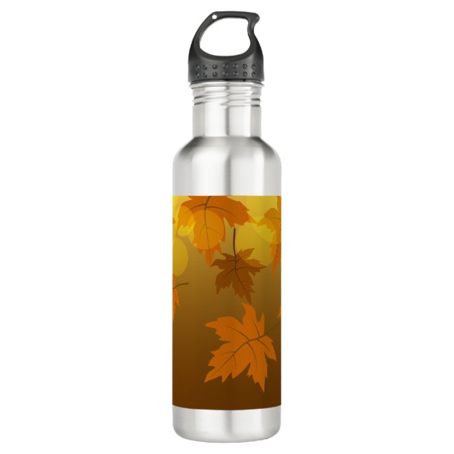 Bouteille D'eau Motif d'automne avec feuilles d'érable en chute et (Devant)