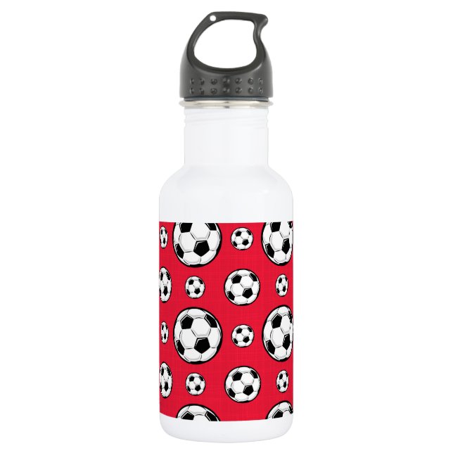 Bouteille D'eau Motif de balle de football rouge et blanc écarlate (Devant)