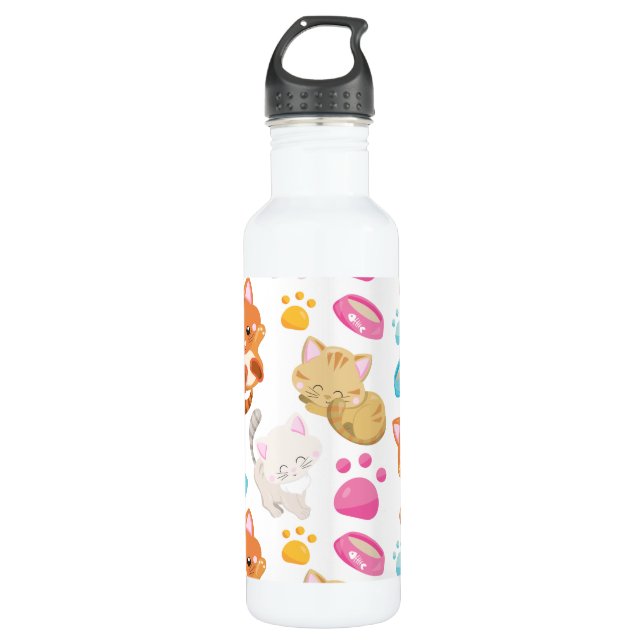 Bouteille D'eau Motif De Chats, Chats Mignons, Kitty, Chatons, Paw (Devant)