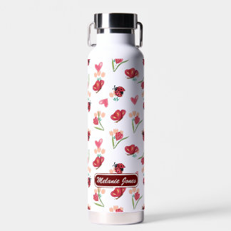 Bouteille D'eau Motif de coeur de la coccinelle, du papillon et de