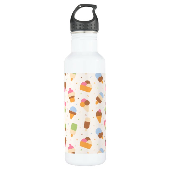 Bouteille D'eau Motif de crème glacée, cône de crème glacée, Popsi (Devant)