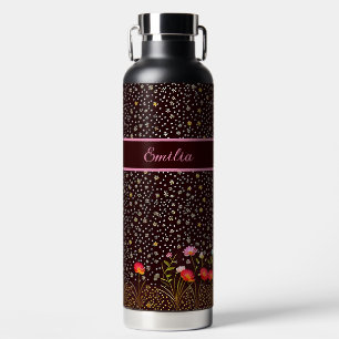 Bouteille D'eau Motif de fleurs avec prairies de fleurs sur le bor