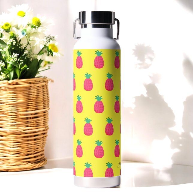 Bouteille d'eau Motif de fruits rose jaune (Créateur téléchargé)