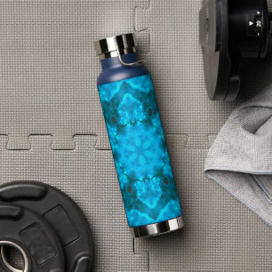 Bouteille D'eau Motif de kaléidoscope bleu glace givrée