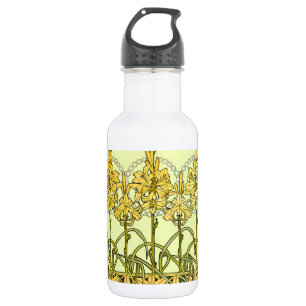 Bouteille D'eau Motif de lys Art nouveau d'Alphonse Mucha vintage