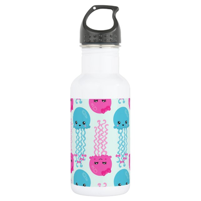 Bouteille D'eau Motif de méduses, Méduses mignonnes, Animaux marin (Devant)