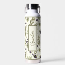 Motif de monogramme à l'olive de campagne à l'aqua