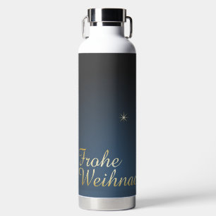 Bouteille D'eau Motif de Noël bleu avec un sapin de Noël doré