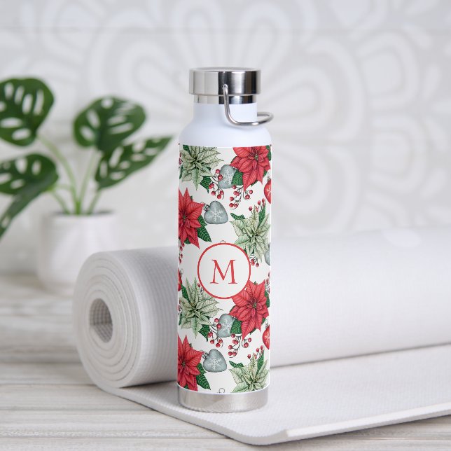 Bouteille D'eau Motif de Noël Poinsettia (Yoga)
