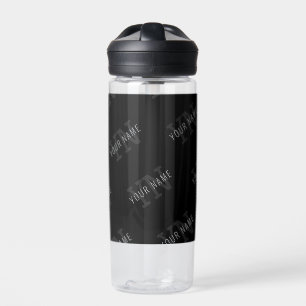 Bouteille D'eau Motif de nom de très gris foncé et de monogramme n