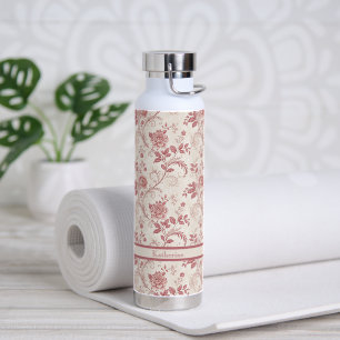 Bouteille D'eau Motif de nom rose poussiéreux Toile De Jouy vintag