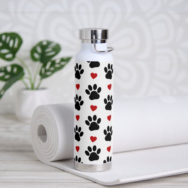 Bouteille D'eau Motif De Pâtes, Pâtes De Chien, Pâtes Noires, Coeu (Yoga)