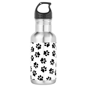 Bouteille D'eau Motif De Pattes, Pattes De Chien, Pattes Noires