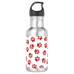 Bouteille D'eau Motif De Pattes, Pattes De Chien, Pattes Rouges