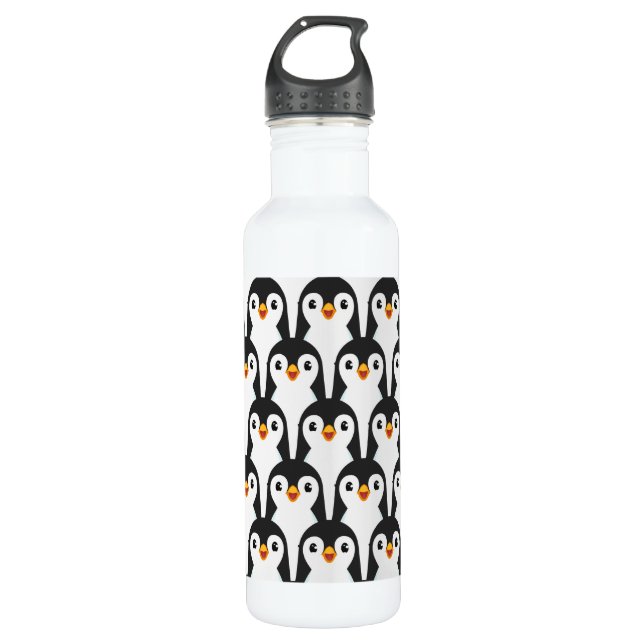 Bouteille D'eau Motif de pingouin noir et blanc moderne (Devant)