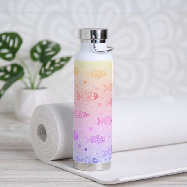 Bouteille D'eau Motif de poisson couché de soleil rayonnant modern (Yoga)