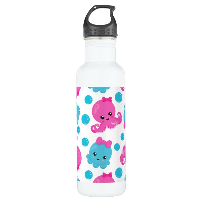Bouteille D'eau Motif de poulpe, poulpe mignonne, Animaux de mer (Devant)