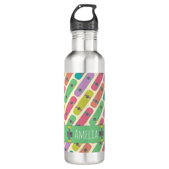 Bouteille D'eau Motif de skateboard coloré personnalisé (Devant)