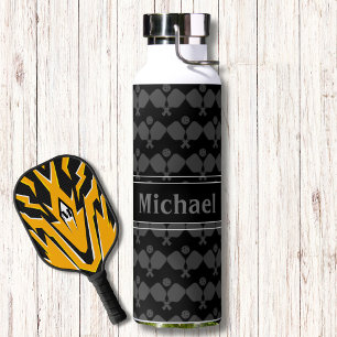 Bouteille D'eau Motif de volley-ball moderne Monogram Black Grey