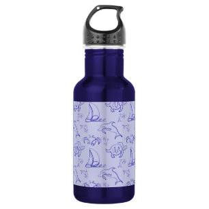 Bouteille D'eau Motif d'une ligne d'animal marin et voilier