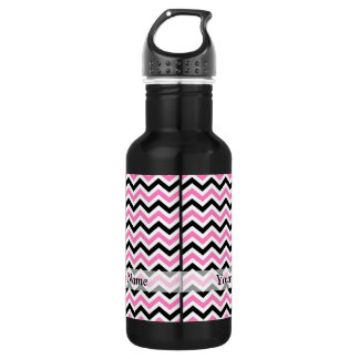 Bouteille D'eau Motif en chevron rose et noir