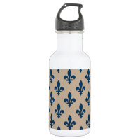 Motif Fleur de Lis, bleu royal français sur crème