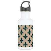 Motif Fleur de Lis, Vert Royal Français sur Crème