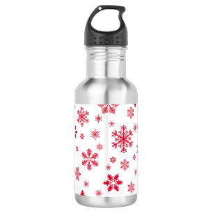 Bouteille D'eau Motif Flocon de Neige, Flocons de Neige Rouges, Ne