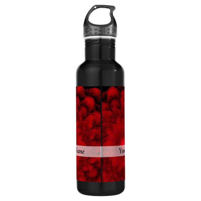 Bouteille D'eau Motif fractal rouge moderne (Devant)