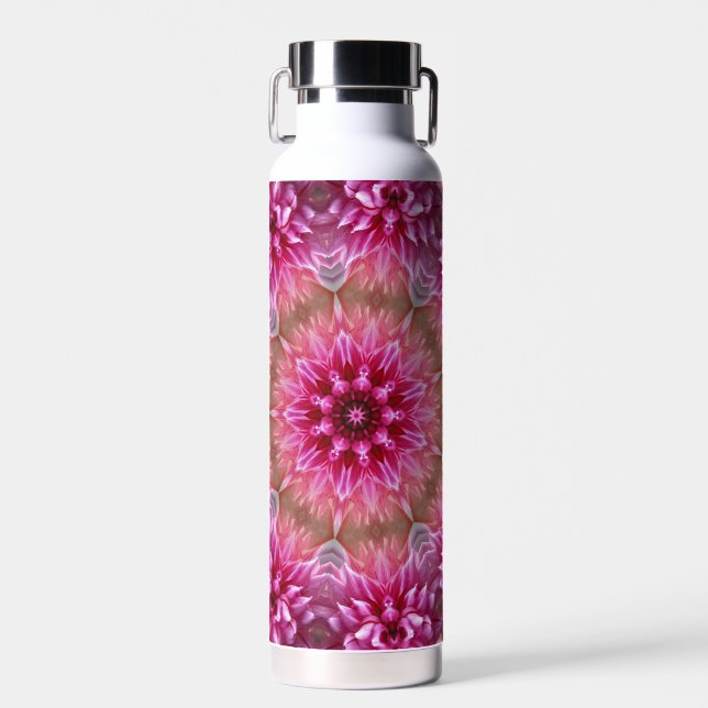 Bouteille D'eau Motif géométrique à fleurs rose Mandala-67545 (Avant)