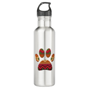 Bouteille D'eau Motif géométrique Aztec Empreinte de patte Art Dog