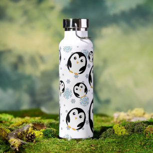 Bouteille D'eau Motif moderne à pente de pingouin arc-en-ciel mign