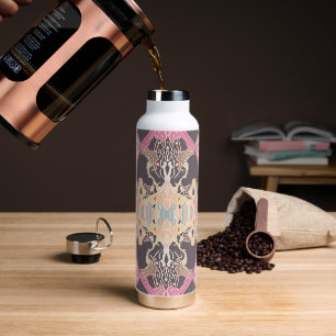 Bouteille D'eau Motif moderne baroque en rouge rose violet bleu