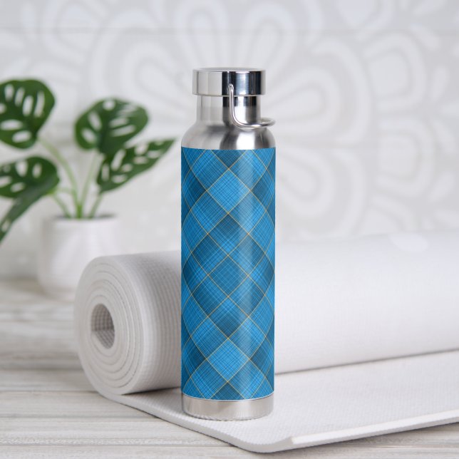 Bouteille D'eau Motif Plaid Bleu Anglais (Yoga)