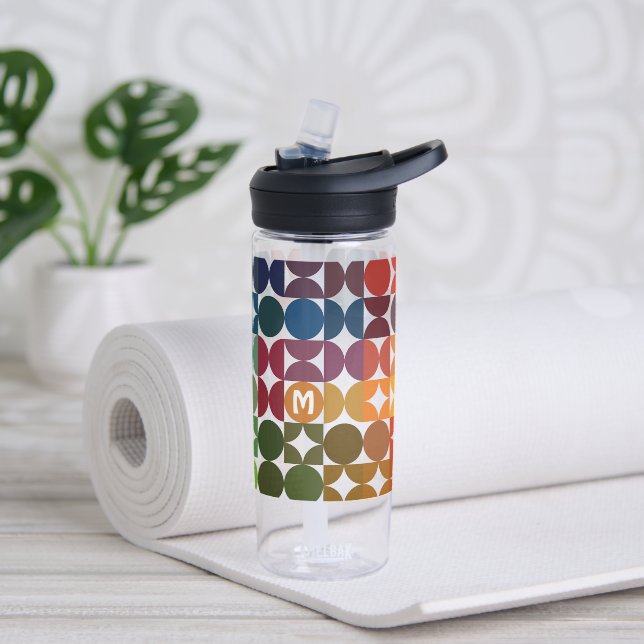 Bouteille D'eau Motif rétro couleur bleu orange violet personnalis (Yoga)