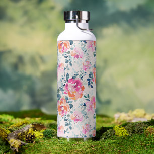 Bouteille D'eau Motif rose et Turquoise
