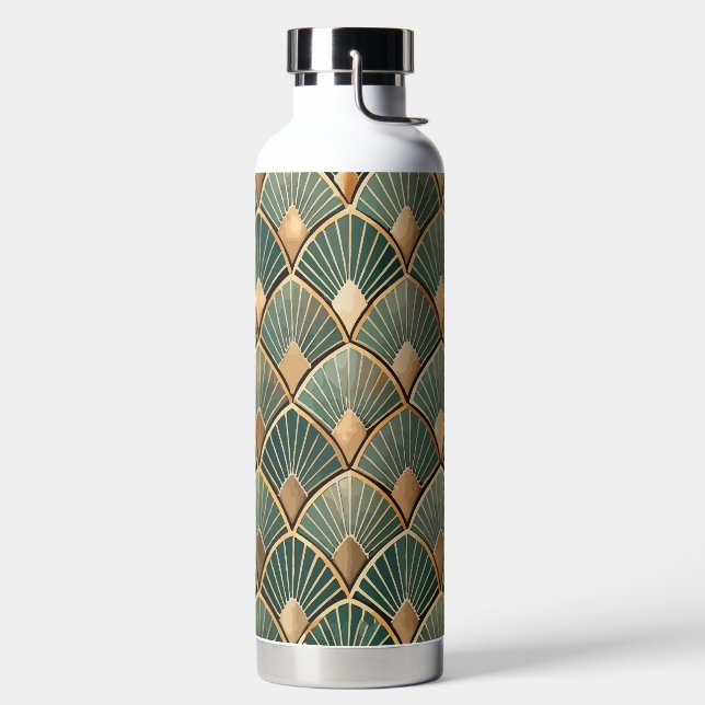 BOUTEILLE D'EAU MOTIFS GREEN & OR ART DECO (Droite)