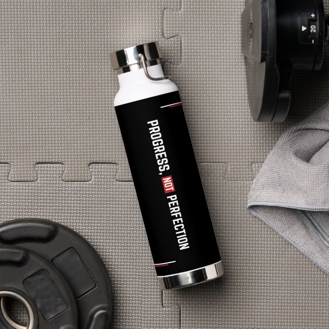 Bouteille D'eau Motivation Gym Progrès Pas Perfection (Salle de sport (pivotée))